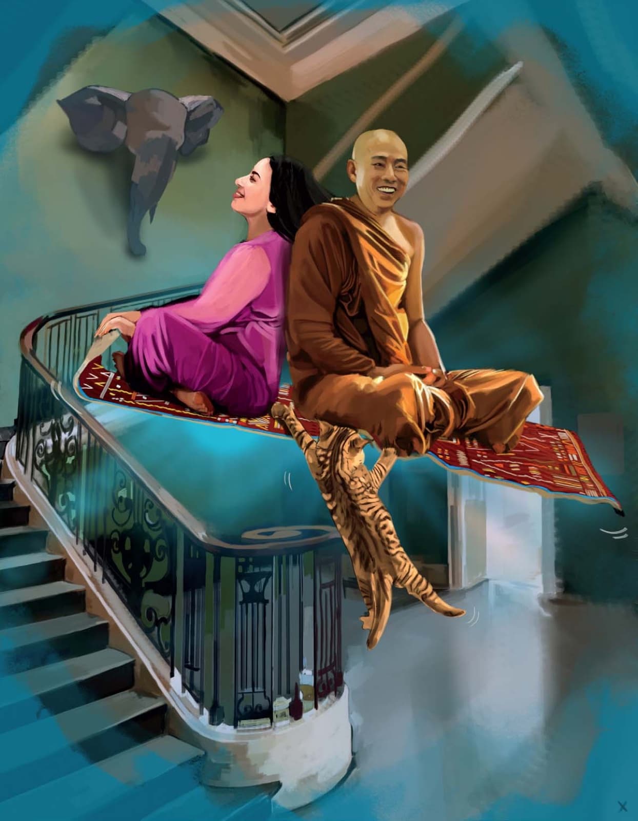 Safae and Kusa on the flying carpet